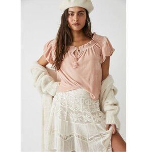 New Free People Terese Velour Crop‎ Top in Pink Size S